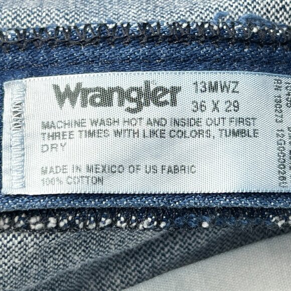 Wrangler Cowboy Cut Jeans Mens 36 X 29 Straight Leg 13MWZ Blue Denim US Fabric - Picture 4 of 7